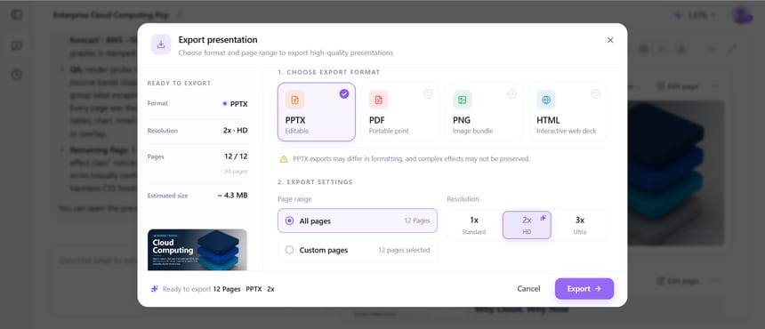 Export the PPT