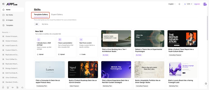 Choose from Template Gallery